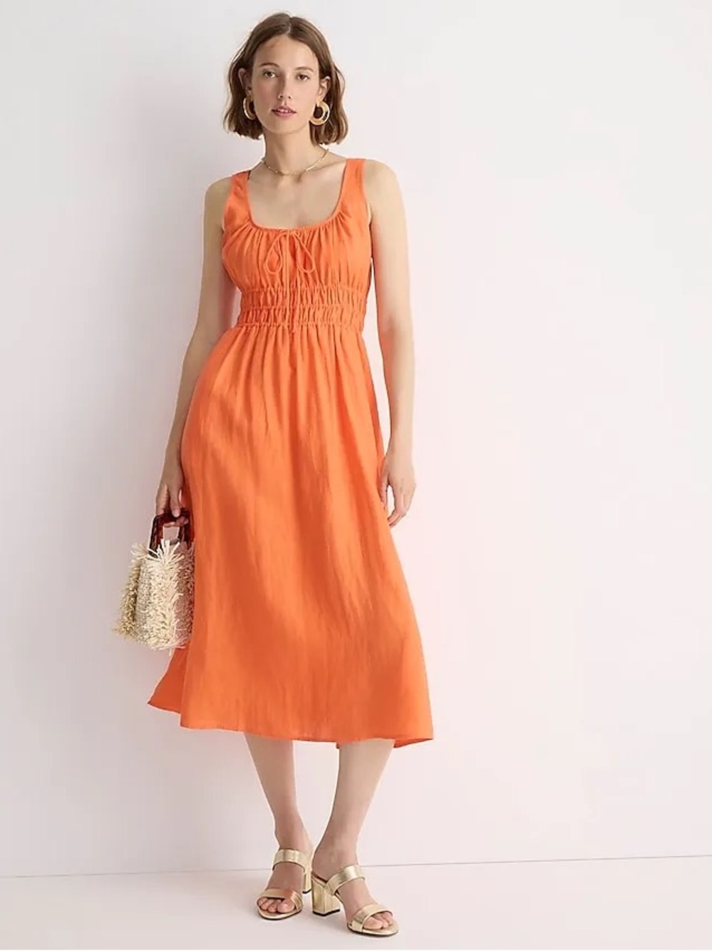 100% Linen Smocked Jcrew Dress